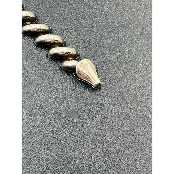 QG Signed Sterling silver Vintage Macaroni Italian Ribbed Link Bracelet Sz 7.5 - Picture 6 of 9